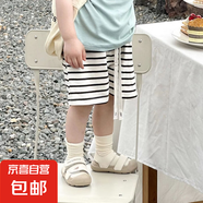 2025兒童短褲休閑褲韓版夏季新款男女童條紋運(yùn)動褲中大童外穿 白色條紋 90