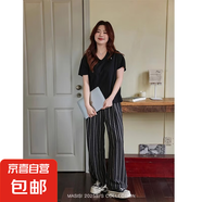 冰感純棉小馬標(biāo)V領(lǐng)短袖白t恤女夏季新款寬松簡約體恤正肩上衣短T 冰感純棉V領(lǐng)-黑色0247小馬標(biāo)印花 L 參考100-115斤