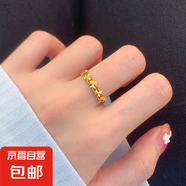 黃銅鍍金四葉花開口戒指女仿金久不褪色幸運草指環(huán)戒指女款可調節(jié) 幸運草戒指