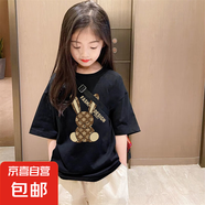 女童短袖t恤夏季2025新款中大童兒童純棉半袖薄款寶寶上衣體恤衫 白色 2346 150