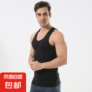 男士純棉跨欄背心男高彈透氣排汗運動(dòng)健身背心工字坎肩汗衫男裝 全棉背心-黑色 2XL