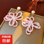 銀針不規(guī)則珍珠復(fù)古耳環(huán)小眾設(shè)計感法式耳釘耳墜時尚氣質(zhì)耳飾批發(fā) 115#銀針-粉色