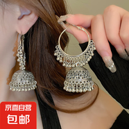 民族風(fēng)鳳凰月牙流蘇耳釘小眾復古設計感耳環(huán)夏季女輕奢高級感耳飾 12#鋼針-銀色