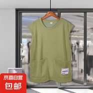 2025新款多口袋男短袖背心t恤工裝夏季寬松耐磨休閑百搭 綠色 4XL 【建議155-175斤】