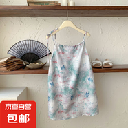 【中國(guó)風(fēng)裙子】夏季新款女童連衣裙兒童中國(guó)風(fēng)水墨洋氣吊帶裙 藍(lán)色蝴蝶 130 130cm