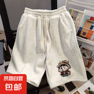 蠟筆小新潮牌短褲印花男女款運(yùn)動(dòng)休閑寬松闊腳五分褲抽繩中褲子男 汐-F797灰色 （高品質(zhì)跑量款） L （建議100-125斤以內(nèi)）