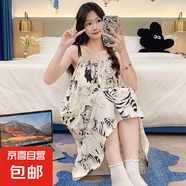 吊帶睡裙夏季女款帶胸墊一體無袖少女生夏天可愛卡通睡衣裙子 35093睡裙【帶胸墊】 L （100-120斤）