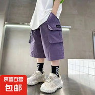 男童夏款短褲2025新款男孩夏季薄款韓版五分褲休閑中大童工裝褲 YL-D007【紫色】 150