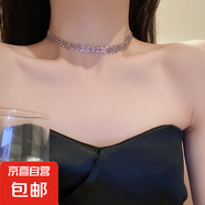 簡約滿鉆項鏈choker項圈日韓網(wǎng)紅個性鎖骨鏈批發(fā)潮流項飾時尚項鏈 紫色.