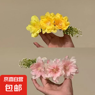 百花密春-明媚黃色花朵發(fā)夾氛圍感側(cè)邊碎發(fā)夾頭花盤發(fā)旅行發(fā)卡 大花朵發(fā)梳【黃色+粉色】2個(gè)裝