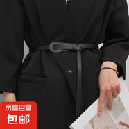 羊絨毛呢大衣棕色腰帶女配連衣裙子裝飾束腰封收腰打結(jié)皮帶米黑色 黑色
