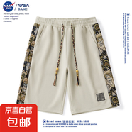 NASA BASE國潮小熊刺繡短褲男士薄款國風(fēng)寬松大碼休閑運(yùn)動(dòng)五分褲 K59#杏色 3XL
