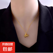中國風(fēng)新款復(fù)古小眾設(shè)計感立體小葫蘆福字氣質(zhì)鎖骨鏈鈦鋼項鏈女 金色 金色蛇鏈單葫蘆項鏈[A0403]