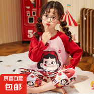 美樂(lè)蒂庫(kù)洛米玉桂狗兒童睡衣春秋款兒童長(zhǎng)袖大童男女寶寶家居服 紅色 圖圖女孩（長(zhǎng)袖圓領(lǐng)） 130 14碼【推薦120-130cm】