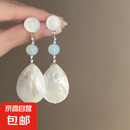 波西米亞水滴羽毛米珠流蘇耳環(huán)小眾情人節(jié)禮物耳墜輕奢民族風耳飾 43#銀針-白色