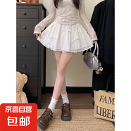 溫柔風a字半身裙女夏季時尚蝴蝶結(jié)蛋糕裙胖MM顯瘦包臀短裙子 白色 L