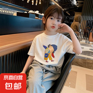 女童短袖t恤純棉夏裝2025新款中大兒童衣服夏季正肩半袖上衣夏款 白色 2553 140