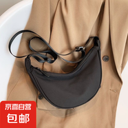 【輕便斜挎包】尼龍斜挎包包女包餃子包腋下包百搭單肩帆布包 黑色
