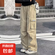 女大童褲子秋冬2025新款洋氣青少年女孩寬松休閑褲女童工裝褲冬裝 RWC-K187【卡其色】春秋款 160cm