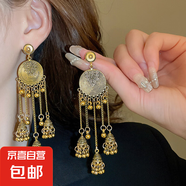民族風鳳凰月牙流蘇耳釘小眾復古設計感耳環(huán)夏季女輕奢高級感耳飾 17#銀針-金色