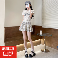 纖怡嬌黑色碎花短裙女2025新款春秋夏季高腰顯瘦a字半身裙波點(diǎn)蛋 白色 M