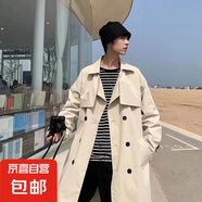 2024男青年長(cháng)款過(guò)膝風(fēng)衣韓版潮流時(shí)尚英倫中長(cháng)款大衣披風(fēng) 卡其色 XL