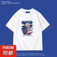 100%純棉原創(chuàng)短袖t恤男夏季潮牌個性印花寬松半袖青少年圓領體恤 白色-夢幻女神 S
