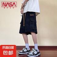 NASA BASE迷彩工裝短褲男士寬松純棉休閑大碼五分褲青少年中褲子 JYF-H32黑色迷彩 5XL