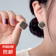 S925銀針耳環(huán)女2023年新款氣質(zhì)輕奢感黑色耳釘簡約大方耳飾 主圖款