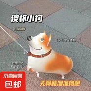 網(wǎng)紅溜達(dá)狗擺攤街賣公園幼兒園夜市戶外玩具氣球鋁膜站立柯基小狗 小狗氣球-柯基-帶繩子-1個(gè)