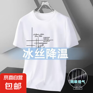網(wǎng)眼印花短袖t恤男2025夏季寬松印花圓領(lǐng)打底衫男裝半袖體恤潮流D 尚頂野竹花白色 XL
