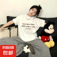 【重磅純棉】短袖t恤時(shí)尚印花白上衣情侶裝男女同款寬松潮流半袖 白色OK字母 L 【110-125斤】
