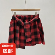 2025夏季新款復(fù)古格子半身裙女高腰半身裙百搭顯瘦短裙 紅色格子 XL