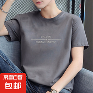 啄木鳥新品純棉100%純棉夏季短袖T恤男透氣百搭圓領(lǐng)半袖T休閑打底 1017灰色 L