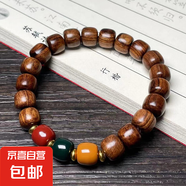 黑花梨名木手串男款手鏈女款佛珠手串文玩手串藏式桶珠飾品配飾 8x9mm三色老型珠手串