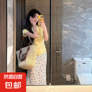 2025美式辣妹木耳邊蝴蝶結(jié)印花蕾絲碎花包臀魚尾半身裙中長裙女夏 白色(有內(nèi)襯) M 【建議100-110斤】