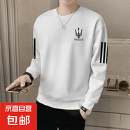 衛(wèi)衣男秋冬季ins潮牌寬松加厚休閑打底衫青年百搭圓領(lǐng)印花長袖T恤 J11 白色 2XL 建議125-140斤