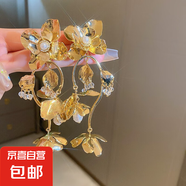 銀針跨境花朵流蘇耳釘歐美小眾設(shè)計耳環(huán)女時尚氣質(zhì)耳飾輕奢高級感 18#銀針-金色