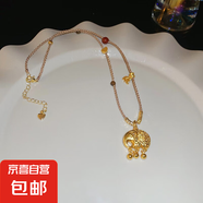 真金電鍍新中式鋯石貔貅項鏈輕奢高級感鎖骨鏈小眾時尚氣質(zhì)飾品女 35#項鏈-金色-咖色