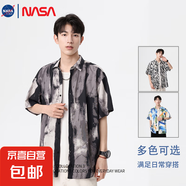 NASALIKE2025夏季薄款漸變色花紋寬松休閑花襯衣日系半袖上衣服 水墨畫 -NASA-2360襯衫 2XL 【130-150斤】
