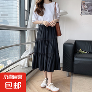 春夏白色a字半身裙女ins百搭裙子女學(xué)院風(fēng)清新溫柔系蛋糕裙長(zhǎng)裙子 1022黑色 L 【推薦110-125斤】