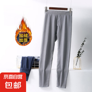 雙面德絨秋褲男士保暖褲秋冬無痕發(fā)熱加厚大碼毛線褲內(nèi)穿打底棉褲 淺灰色 單件裝 5XL 建議175-195斤