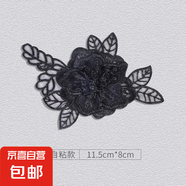 免縫自粘黑色蕾絲補丁貼衣服包包布貼羽絨破洞修補蚊帳裙子刺繡貼 18#（1個裝）自粘免縫