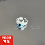可愛(ài)大眼仔植絨亞小怪獸戒指女秋冬小眾設計食指戒指環(huán) 白色小怪獸戒指