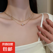 韓國氣質(zhì)愛心蝴蝶珍珠流蘇項鏈小眾時尚高級感鎖骨鏈百搭項飾批發(fā) 34#項鏈-金色珍珠雙層