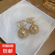 銀針鋯石雪花流蘇珍珠耳釘女小眾百搭耳環(huán)時尚氣質耳飾輕奢高級感 28#銀針-金色