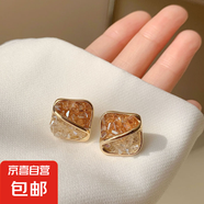 銀針漸變水晶花朵耳環(huán)輕奢設計感耳釘日常通勤百搭氣質(zhì)耳飾批發(fā)女 20#銀針-香檳色方形