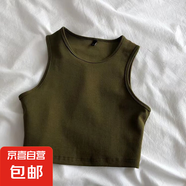歐美風(fēng)小背心女裝高腰顯瘦內(nèi)搭T恤女彈力短款無袖打底衫女夏百搭 棕綠 L