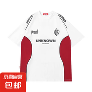 撞色拼接戶(hù)外短袖T恤男女夏重磅歐美潮牌機車(chē)服半袖體恤情侶上衣 白色 T178輕熟 L