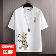潮流國風短袖t恤男夏季2025新款中國風半袖體恤男裝時尚百搭T恤衫 酷匯DT06節(jié)節(jié)高白 5XL